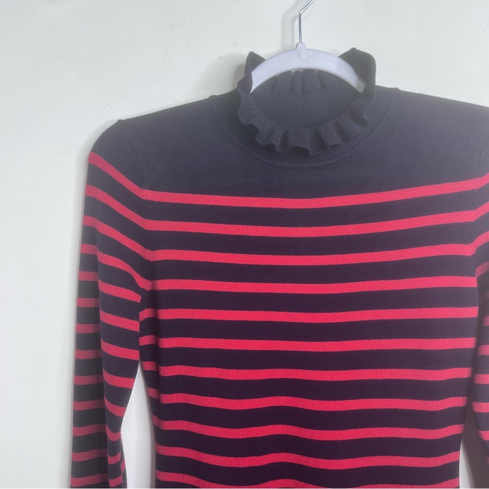 1901 Nordstrom French Striped Mock Neck Knit Dress Navy/Red Size S - Picture 6 of 16